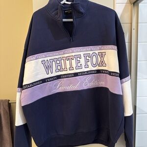 White Fox Boutique Navy and Lavender Sweatshirt
